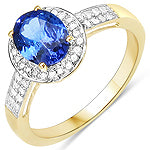 1.38 Carat Tanzanite & White Diamond 10K Yellow Gold Ring