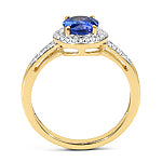 1.38 Carat Tanzanite & White Diamond 10K Yellow Gold Ring