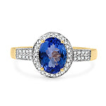 1.38 Carat Tanzanite & White Diamond 10K Yellow Gold Ring