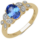 1.22 Carat Tanzanite & White Diamond 10K Yellow Gold Ring