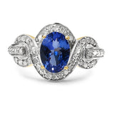 1.44 Carat Genuine Tanzanite & White Diamond 10K Yellow Gold Ring