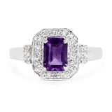 1.15 Carat Genuine Amethyst & White Topaz .925 Sterling Silver Ring