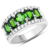 3.56 Carat Genuine Chrome Diopside and White Zircon .925 Sterling Silver Ring