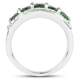 3.56 Carat Genuine Chrome Diopside and White Zircon .925 Sterling Silver Ring