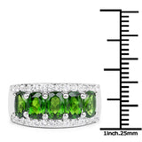 3.56 Carat Genuine Chrome Diopside and White Zircon .925 Sterling Silver Ring