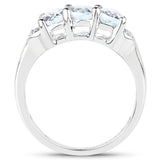 1.84 Carat Genuine Blue Topaz & White Topaz .925 Sterling Silver Ring