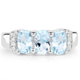 1.84 Carat Genuine Blue Topaz & White Topaz .925 Sterling Silver Ring