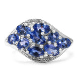 2.15 Carat Genuine Tanzanite & White Topaz .925 Sterling Silver Ring