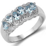 1.20 Carat Genuine Blue Topaz .925 Sterling Silver Ring