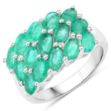 3.00 Carat Genuine Emerald .925 Sterling Silver Ring