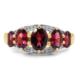 14K Yellow Gold Plated 2.60 Carat Genuine Rhodolite .925 Sterling Silver Ring