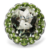 7.20 Carat Genuine Amethyst & Peridot .925 Sterling Silver Ring