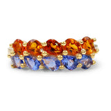 14K Yellow Gold Plated 1.60 Carat Genuine Tanzanite & Citrine .925 Sterling Silver Ring