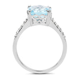 3.98 Carat Genuine Blue Topaz and White Topaz .925 Sterling Silver Ring