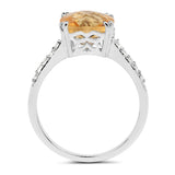 2.82 Carat Genuine Citrine and White Topaz .925 Sterling Silver Ring
