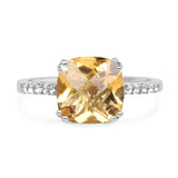 2.82 Carat Genuine Citrine and White Topaz .925 Sterling Silver Ring