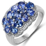 1.77 Carat Genuine Tanzanite .925 Sterling Silver Ring