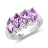 2.12 Carat Genuine Amethyst .925 Sterling Silver Ring