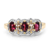 14K Yellow Gold Plated 1.16 Carat Genuine Morganite & Rhodolite .925 Sterling Silver Ring