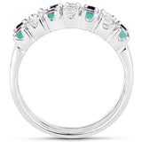 1.44 Carat Genuine Multi Stones .925 Sterling Silver Ring