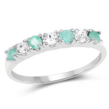 0.46 ct. Genuine Emerald and White Topaz .925 Sterling Silver Ring