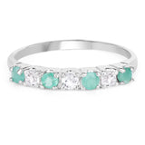 0.46 ct. Genuine Emerald and White Topaz .925 Sterling Silver Ring