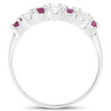 0.51 Carat Genuine Ruby and White Topaz .925 Sterling Silver Ring