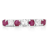 0.51 Carat Genuine Ruby and White Topaz .925 Sterling Silver Ring