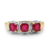 14K Yellow Gold Plated 1.98 Carat Genuine Ruby .925 Sterling Silver Ring