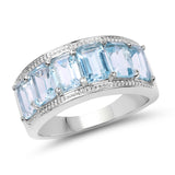 4.08 carat Genuine Blue Topaz .925 Sterling Silver Ring for women