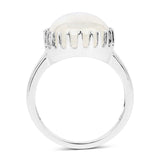 8.45 Carat Genuine White Rainbow Moonstone .925 Sterling Silver Ring