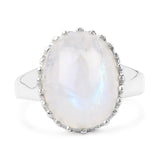 8.45 Carat Genuine White Rainbow Moonstone .925 Sterling Silver Ring