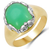 14K Yellow Gold Plated 5.55 Carat Genuine Crysopharse .925 Sterling Silver Ring
