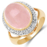 14K Rose Gold Plated 7.85 Carat Genuine Morganite & White Topaz .925 Sterling Silver Ring