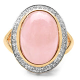 14K Rose Gold Plated 7.85 Carat Genuine Morganite & White Topaz .925 Sterling Silver Ring
