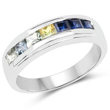1.26 ct. Genuine Multi Sapphire .925 Sterling Silver Ring