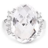11.40 Carat Genuine Crystal Quartz and White Topaz .925 Sterling Silver Ring