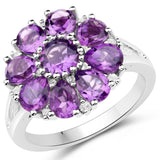 9.28 Carat Genuine Amethyst & White Topaz .925 Silver 3 Pc Jewelry Set Ring Earring & Pendant Chain