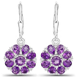 9.28 Carat Genuine Amethyst & White Topaz .925 Silver 3 Pc Jewelry Set Ring Earring & Pendant Chain