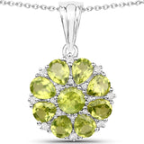9.92 Carat Genuine Peridot & White Topaz .925 Silver 3 Pc Jewelry Set (Ring Earring & Pendant Chain)