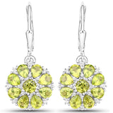 9.92 Carat Genuine Peridot & White Topaz .925 Silver 3 Pc Jewelry Set (Ring Earring & Pendant Chain)