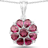 11.04 Carat Genuine Rhodolite Garnet White Topaz 925 Silver 3 Pc Jewelry Set