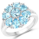 11.54 Carat Genuine Swiss Blue White Topaz .925 Silver 3 Pc Jewelry Set Ring Earring & Pendant Chain