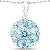 11.54 Carat Genuine Swiss Blue White Topaz .925 Silver 3 Pc Jewelry Set Ring Earring & Pendant Chain