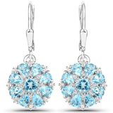 11.54 Carat Genuine Swiss Blue White Topaz .925 Silver 3 Pc Jewelry Set Ring Earring & Pendant Chain