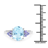 2.76 Carat Genuine Blue Topaz and Tanzanite .925 Sterling Silver Ring
