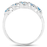 0.65 Carat Genuine Swiss Blue Topaz & White Topaz .925 Sterling Silver Ring