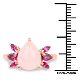 14K Rose Gold Plated 3.90 Carat Genuine Morganite and Rhodolite .925 Sterling Silver Ring