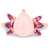 14K Rose Gold Plated 3.90 Carat Genuine Morganite and Rhodolite .925 Sterling Silver Ring