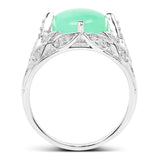 4.22 Carat Genuine Crysopharse And White Topaz .925 Sterling Silver Ring